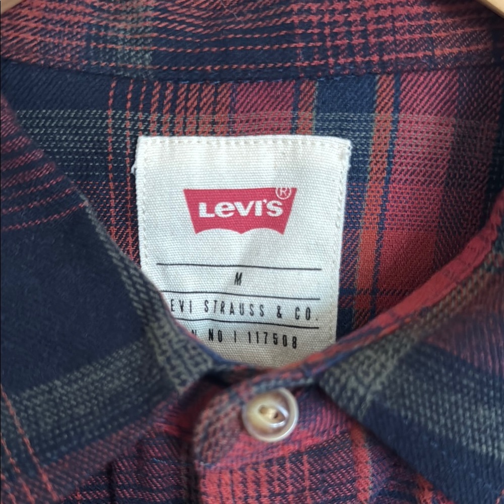 Levi's Classic Red and Black Plaid Shirt - Picture 2 of 5